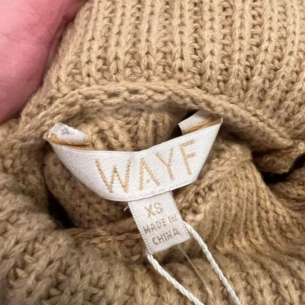 NEW WAYF Turtleneck Sweater Dress Long Sleeves Camel Size XS